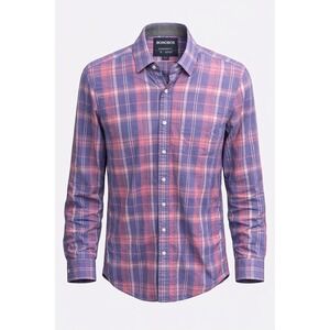 BONOBOS Shirt Mens S Slim Fit Plaid Pink Blue Button Up Tailored Casual